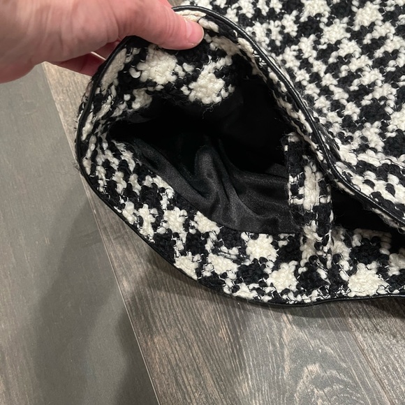 1 Madison Houndstooth Cape Capelet Black White Wool Blend Size Large - Picture 7 of 11